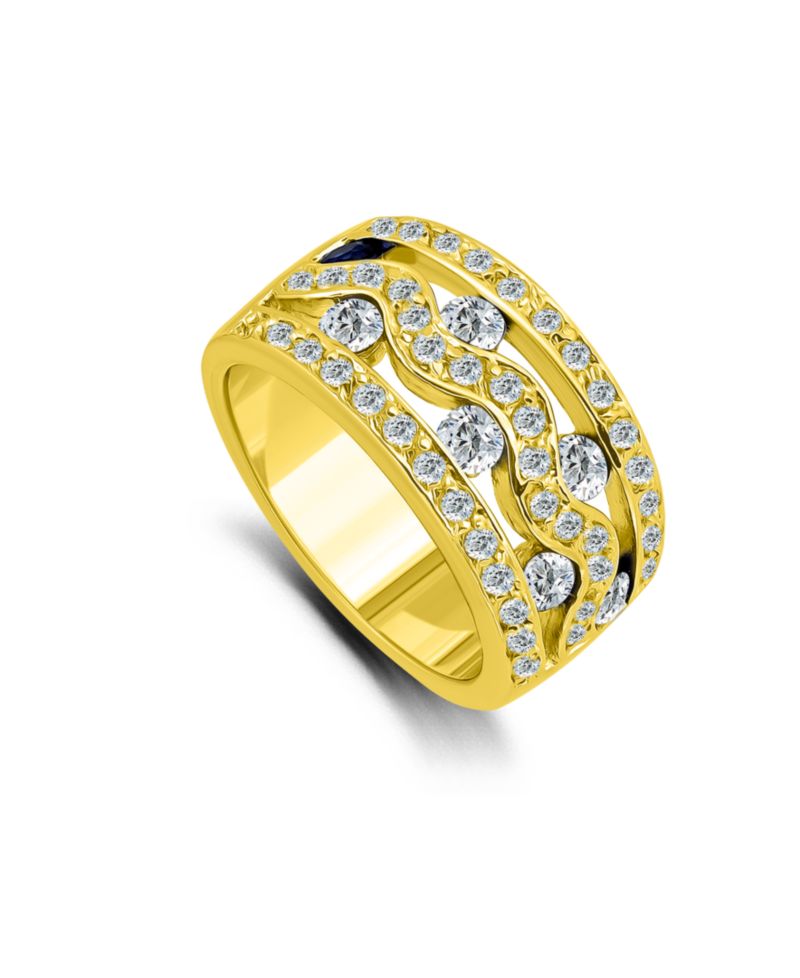 Macy's Cubic Zirconia Round Cut Pave Three Row Band Ring
