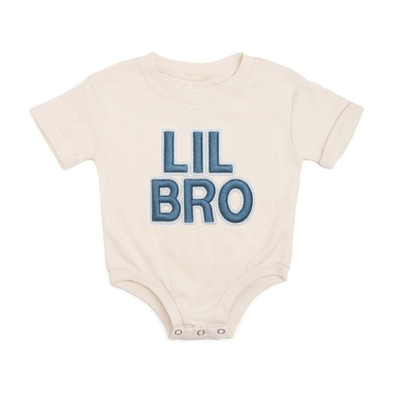 Baby Boys Lil Bro Embroidered Patch Short Sleeve Romper