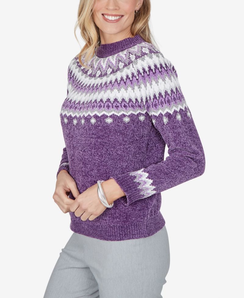 Petite Fair Isle Mock Neck Pullover Sweater