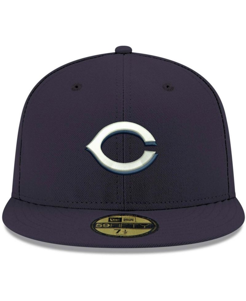 Men's Navy Cincinnati Reds Logo White 59FIFTY Fitted Hat