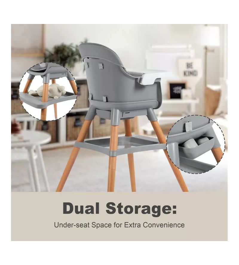 7-in-1 Convertible Baby High Chair with Removable Tray and 5-Point Harness
