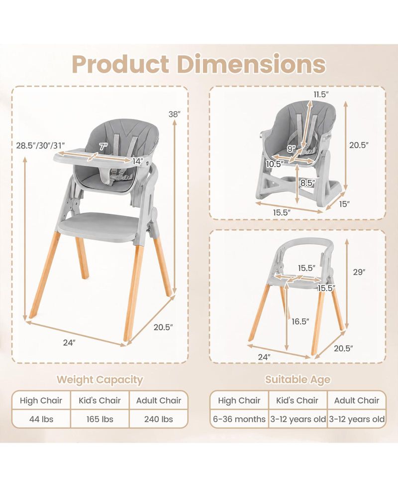 7-in-1 Convertible Foldable High Chair