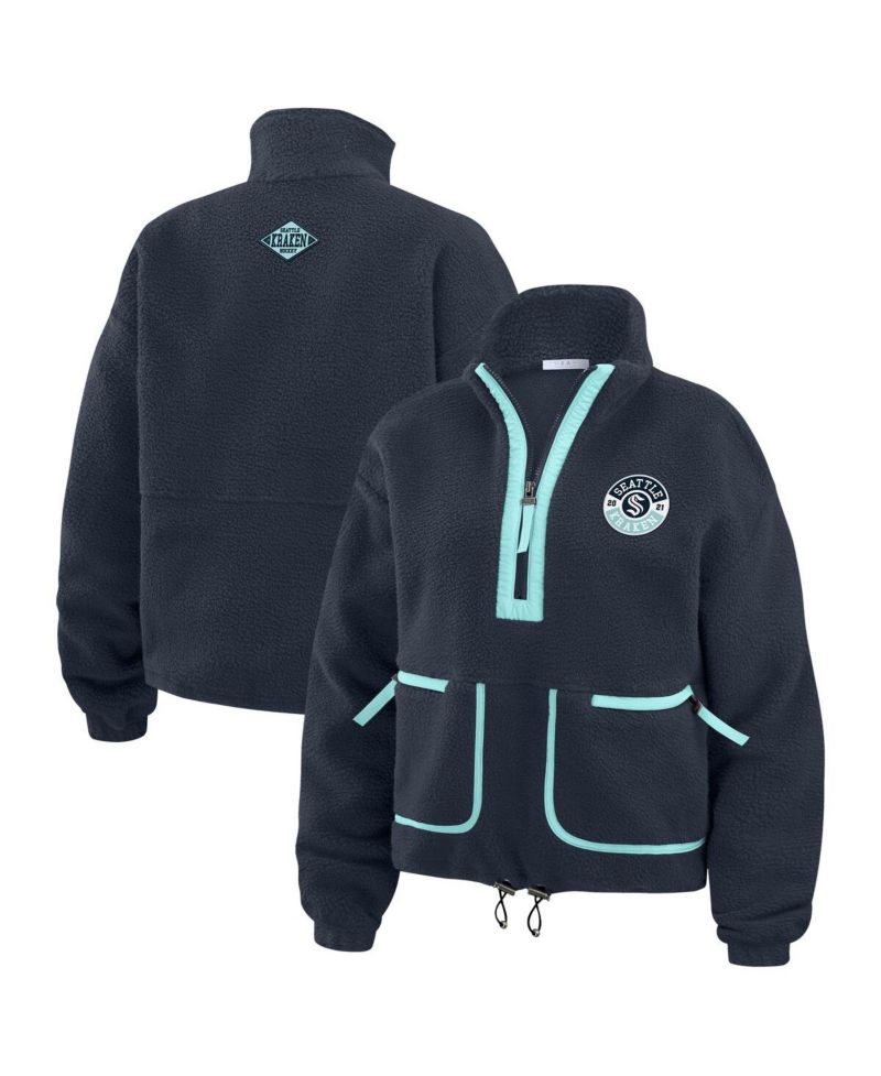 Women's Deep Sea Blue Seattle Kraken Polar Fleece Half-Zip Jacket