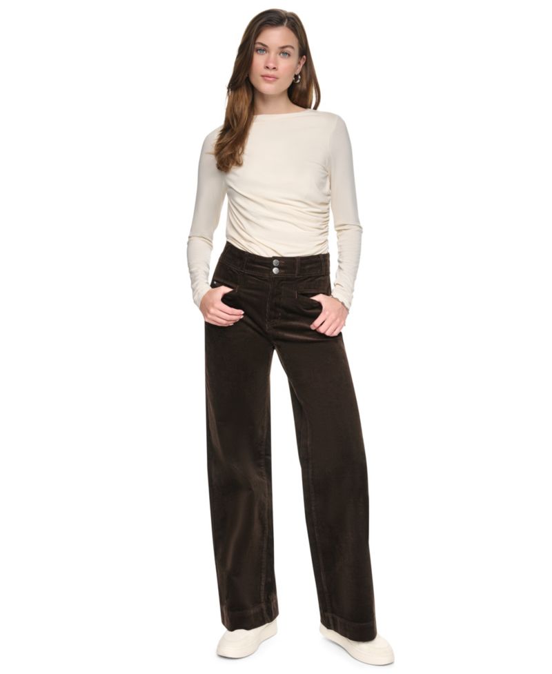 Petite High Rise Corduroy Wide-Leg Pants