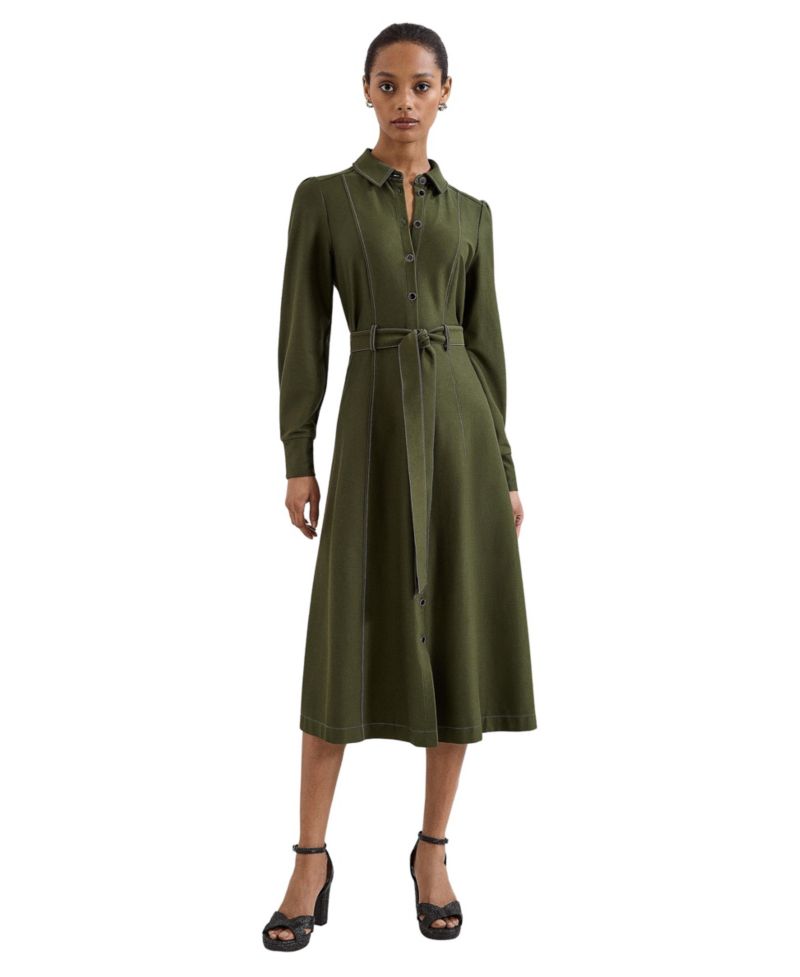 Women's Avenly Long Sleeve Belted Midi Shirt Dress
