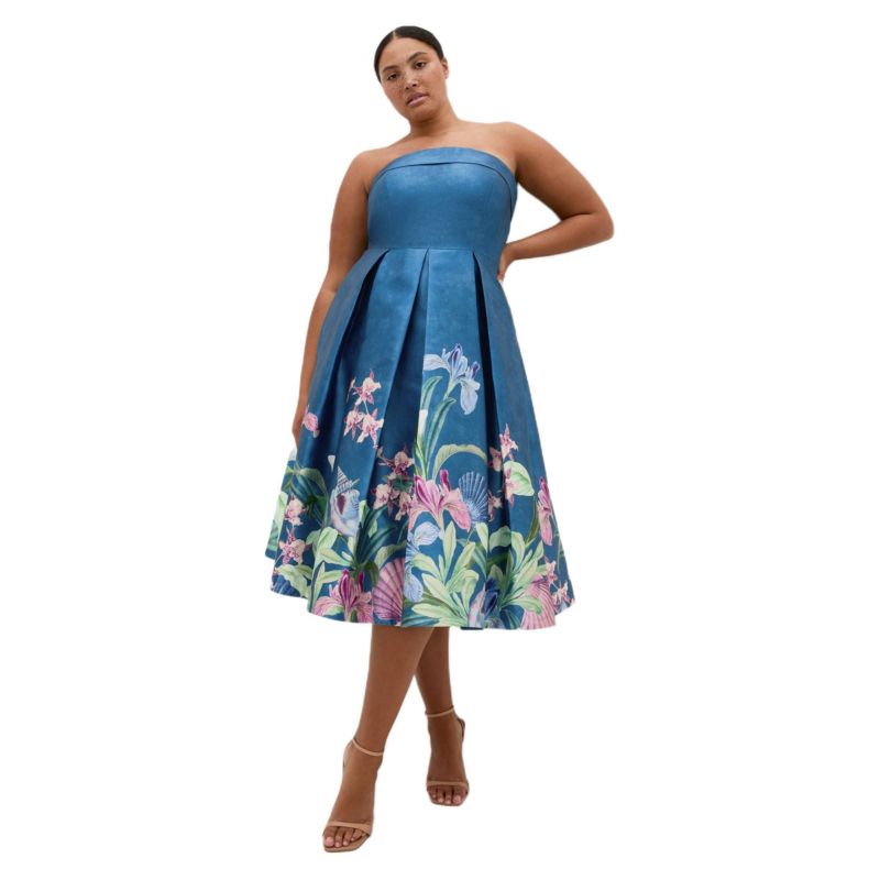 Plus Size Tiffany Bloom Strapless Midi Dress