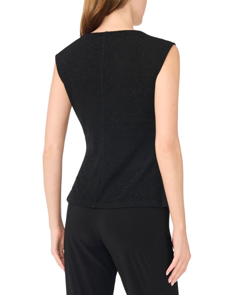 Women's Asymmetrical Shirred-Waist Draped Sleeveless Top