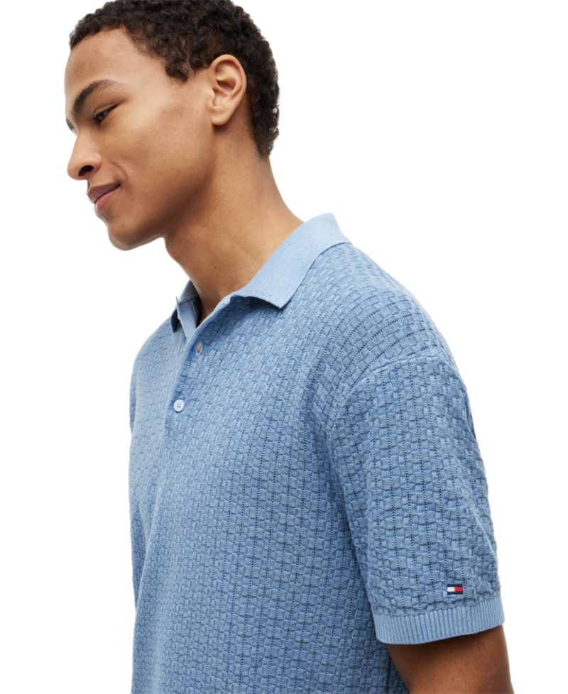 Men's Textured Sweater Polo
