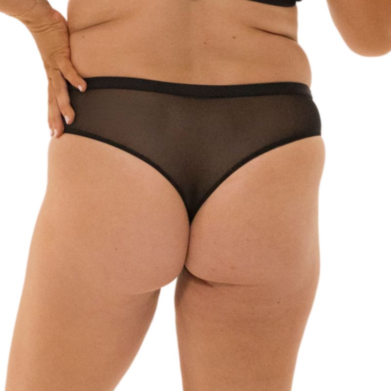 Plus Size Nude Shade Mesh Sheer Stretch Thong