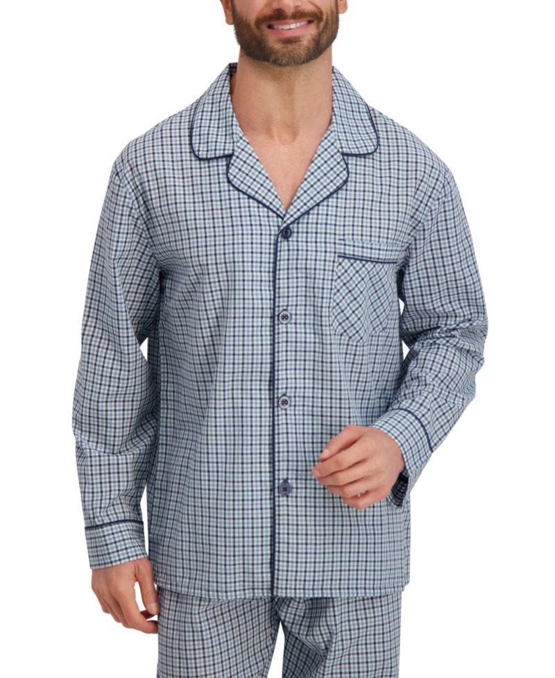 Men's Woven Button Down Pajama Sleep Set