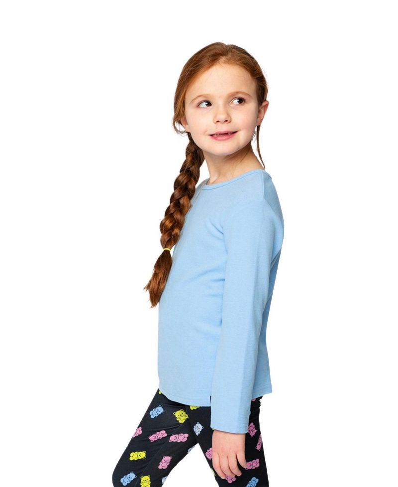 Little and Big Girl 6-14 Brushed Rib Crew Neck Top