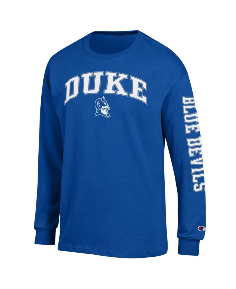 Men's Royal Duke Blue Devils Arch Over Logo 2-Hit Long Sleeve T-Shirt