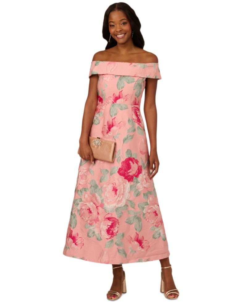 Women's Off-The-Shoulder Floral-Jacquard Dress