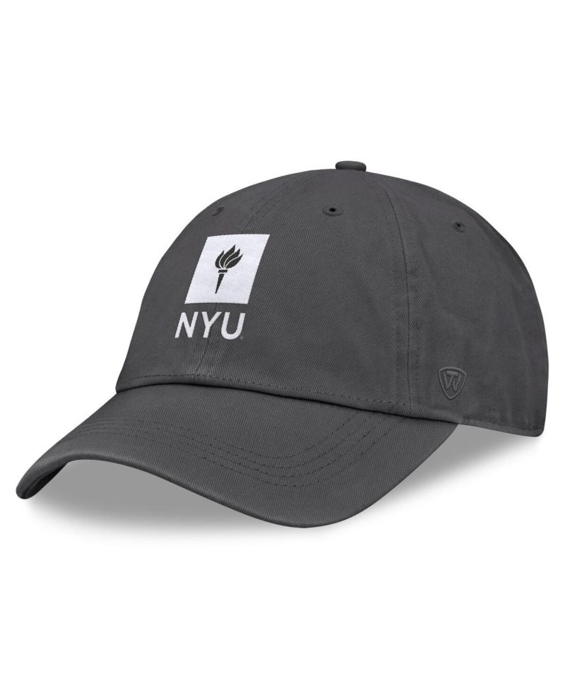 Men's Heather Charcoal NYU Violets Team Logo Washed Adjustable Hat