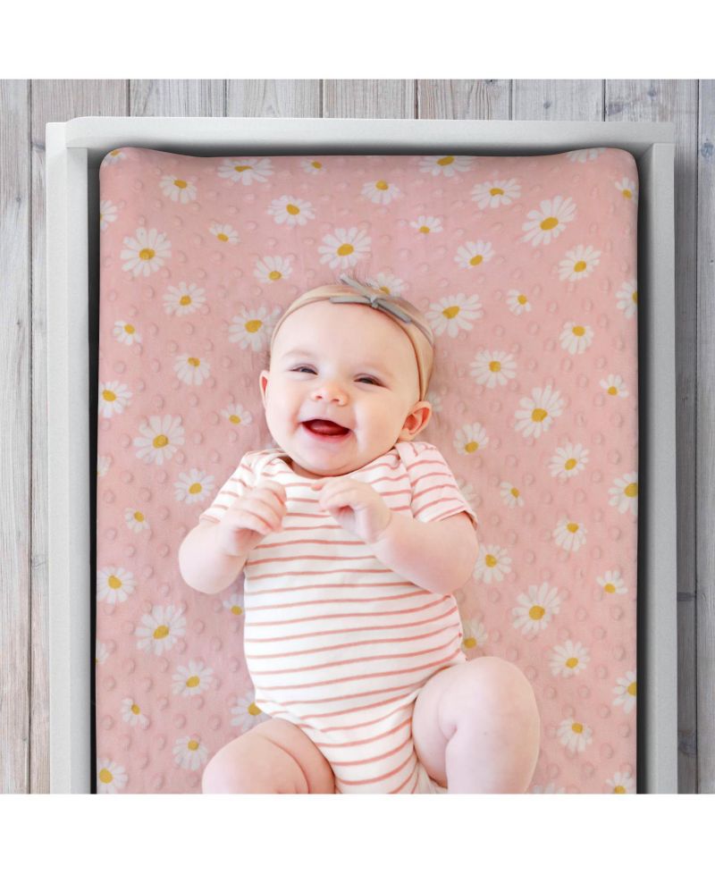 Changing Pad Cover for Baby Girls, Daisy Plush Minky