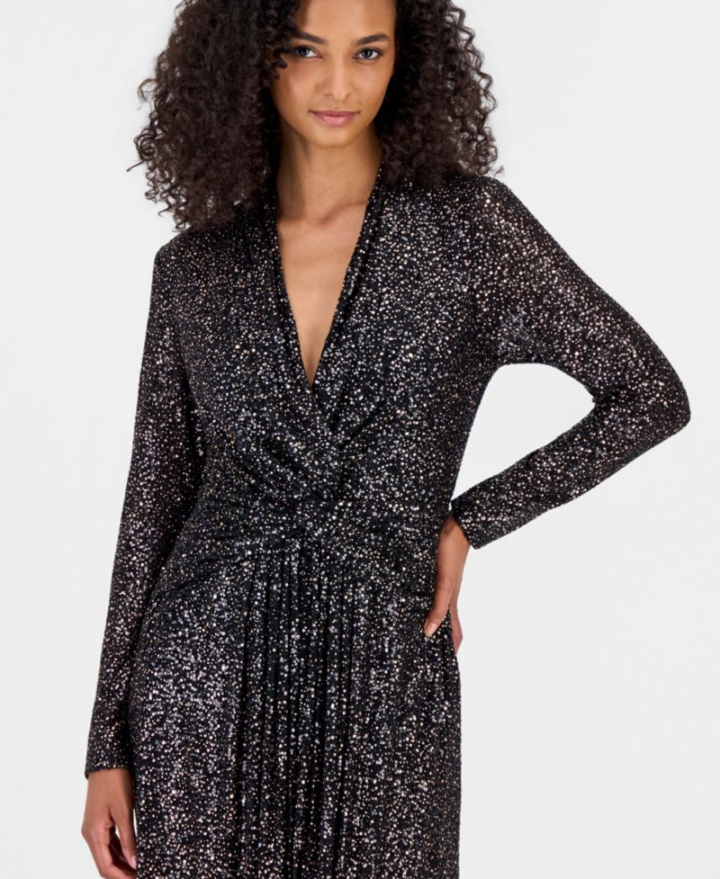 Plus Twist Front V-Neck Pliss&eacute; Maxi Dress