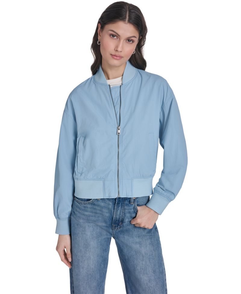 Trendy Plus Size Lightweight Zip-Front Bomber Jacket