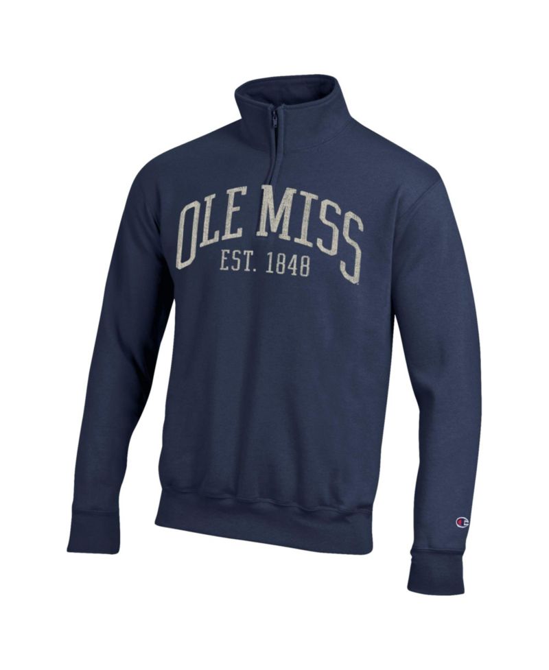 Men's Navy Ole Miss Rebels Powerblend Quarter-Zip Pullover