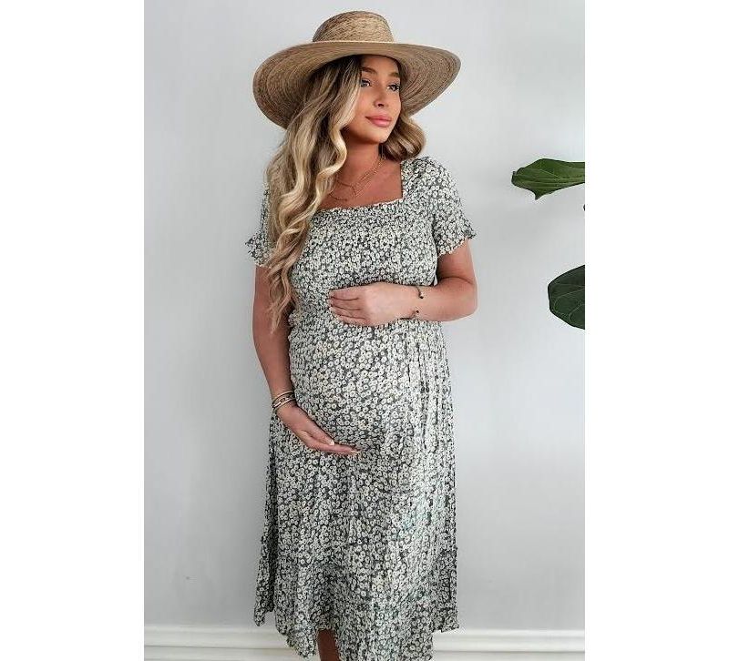 Women's Floral Ruffle Midi Dress