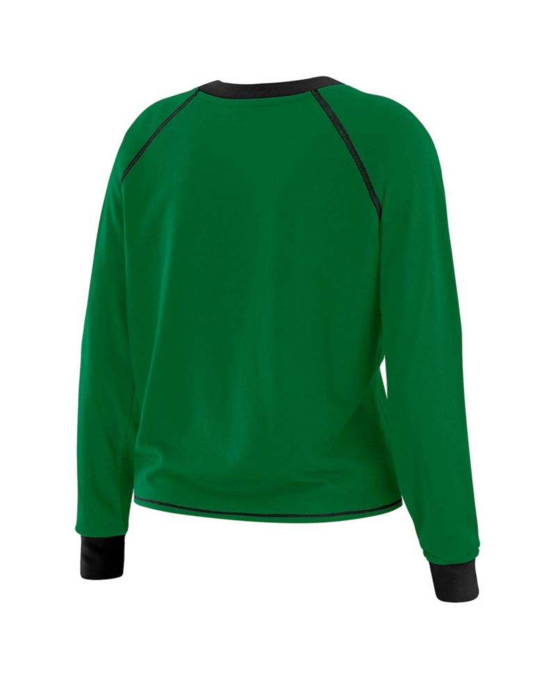 Women's Green/Black New York Jets Tie-Front Long Sleeve Top