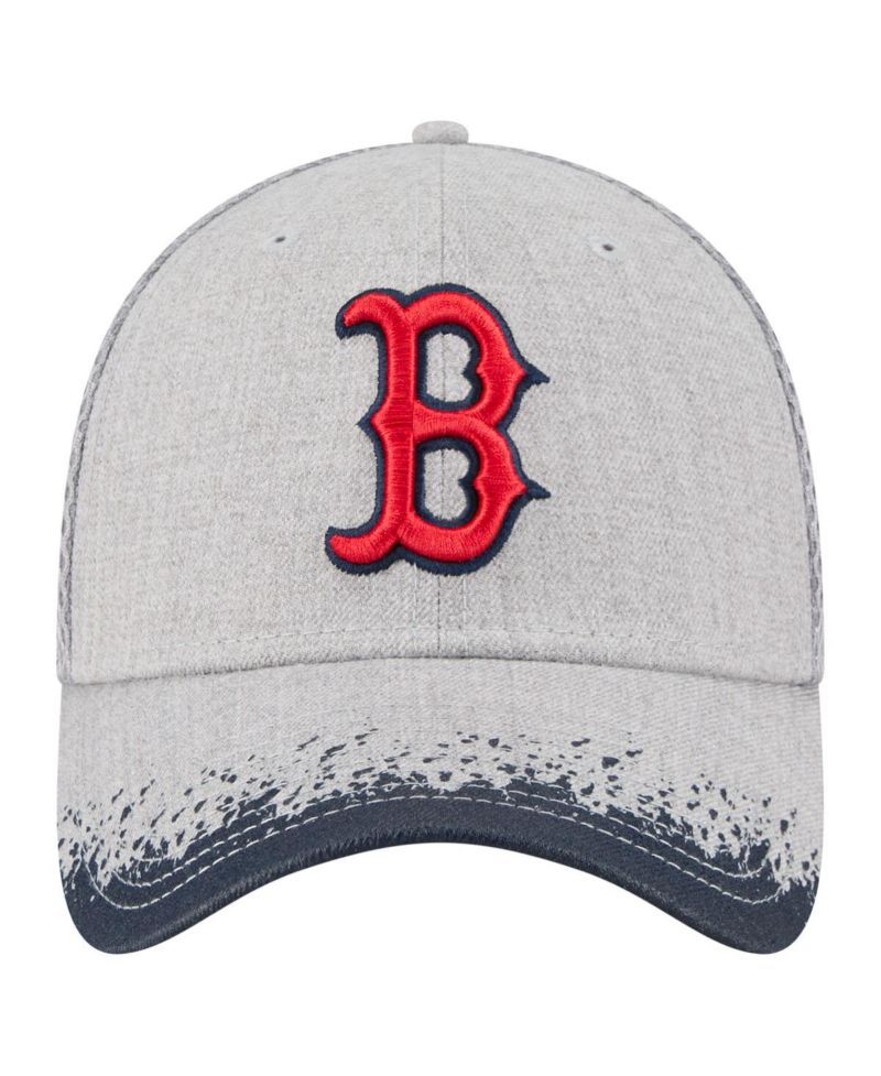 Men's Gray Boston Red Sox Visor Paint Splatter 39THIRTY Flex Hat