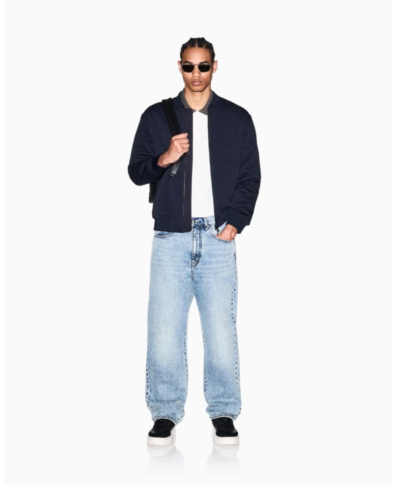 Men's Quilted Textured Bomber Jacket