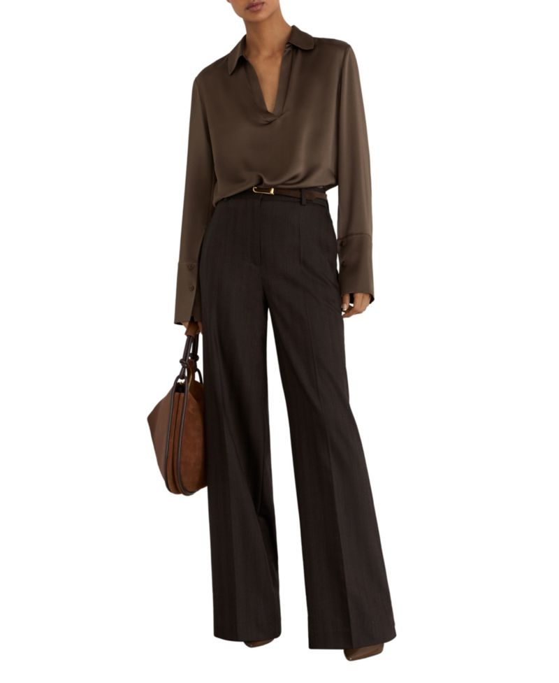 Women's Marina Silk Open-Collar Blouse