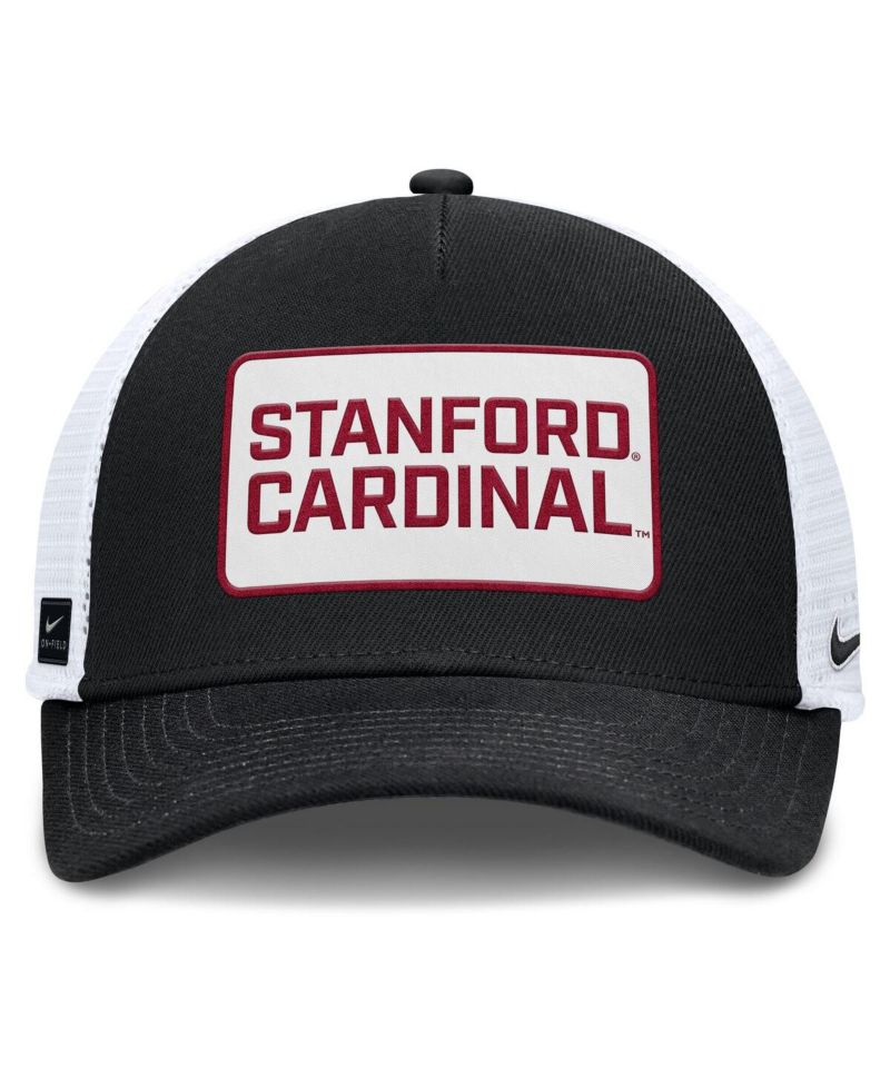 Men's Black/White Stanford Cardinal 2025 On-Field Rise Patch Trucker Adjustable Hat