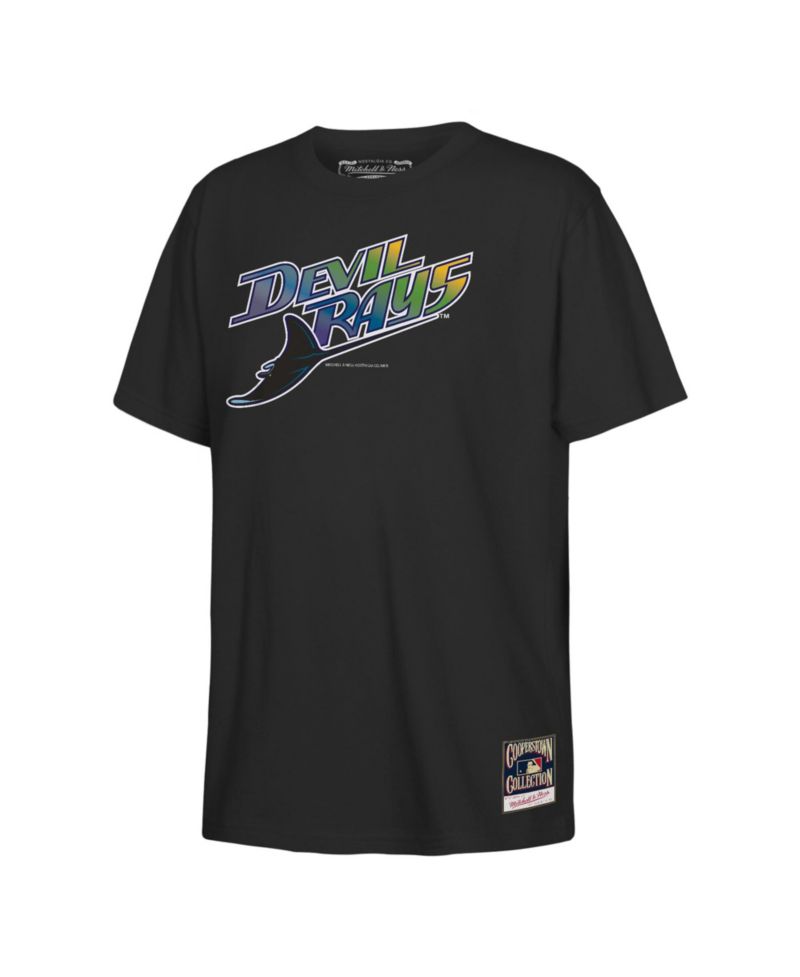 Big Boys and Girls Black Tampa Bay Rays Retro Logo T-Shirt