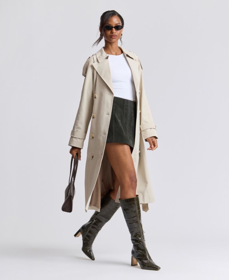 Women's Belted Double-Breasted Cocoon Trench Coat