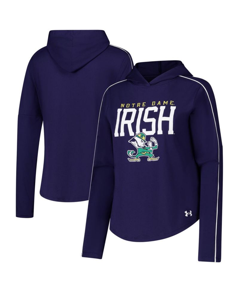 Women's Navy Notre Dame Fighting Irish Gameday Knockout Long Sleeve Hooded T-Shirt