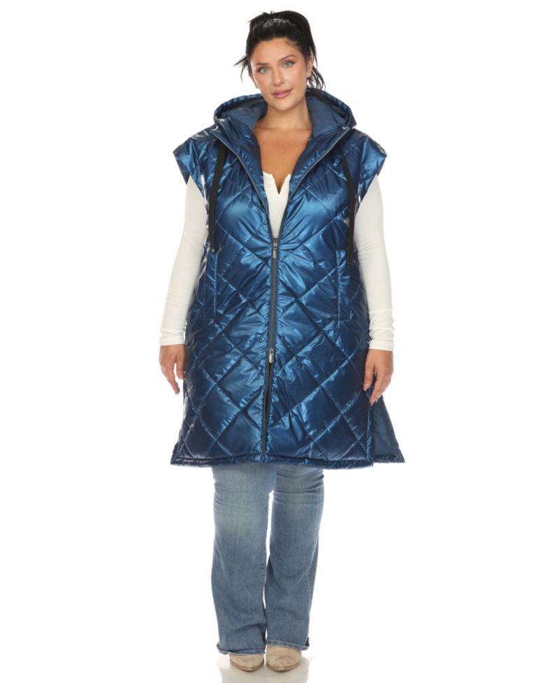 Plus Size Metallic Puffer Vest Jacket