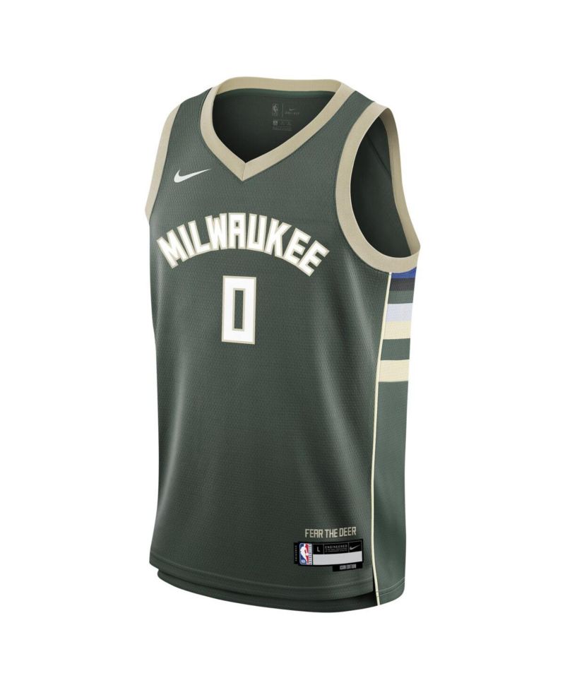 Big Boys Damian Lillard Hunter Green Milwaukee Bucks Swingman Jersey - Icon Edition