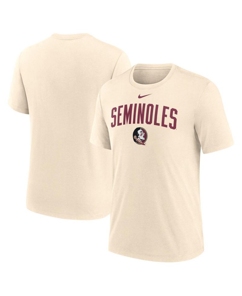 Men's Cream Florida State Seminoles Natural Arch Logo Tri-Blend T-Shirt