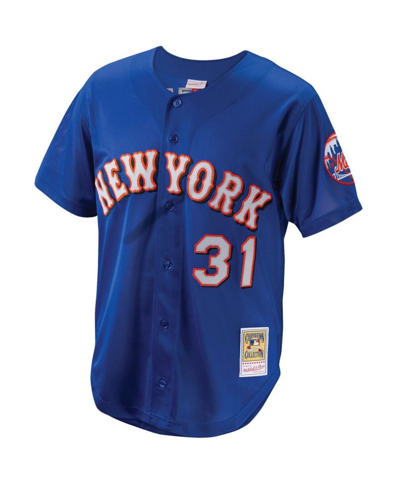 Men's Mike Piazza Royal New York Mets Cooperstown Collection Mesh Batting Practice Button-Up Jersey