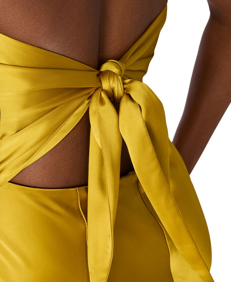 Women's Strapless Open-Back Satin Dress