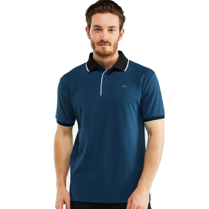 Men's Classic-Fit Cotton-Blend Pique Polo Shirt with Contrast Collar