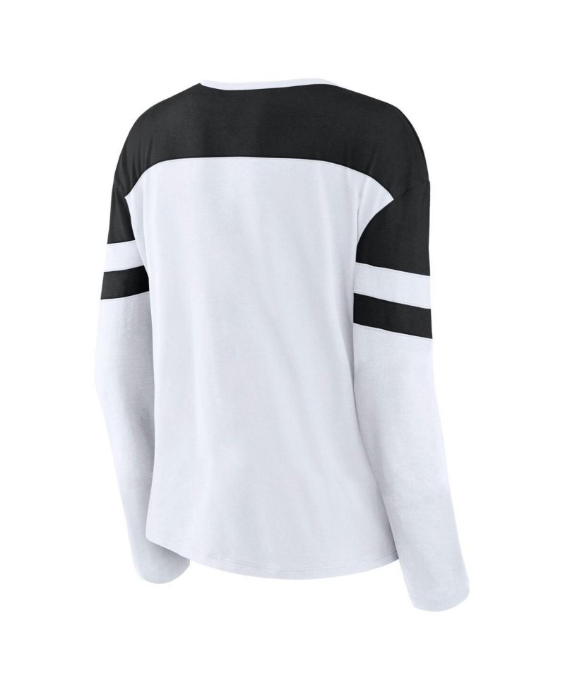 Women's White/Black Utah Hockey Club Frozen Notch Neck Long Sleeve T-Shirt