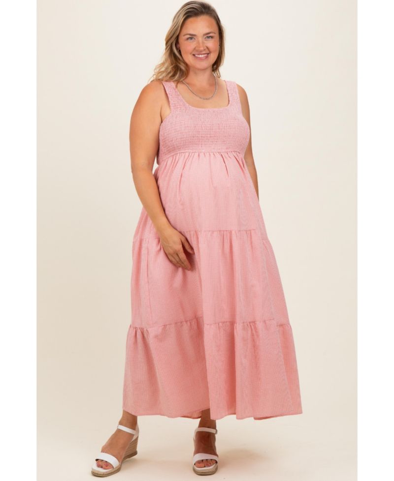 Maternity Tiered Smocked Square Neck Maxi Dress