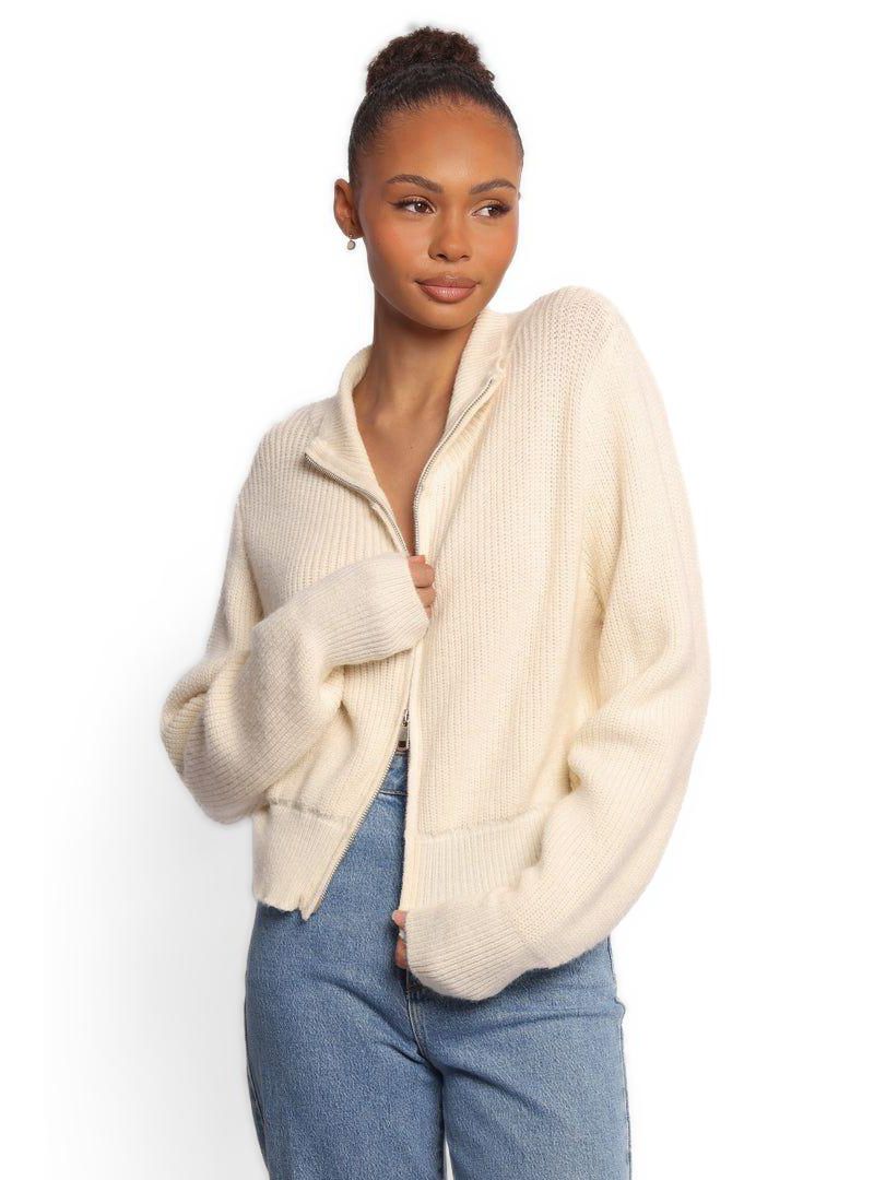 Women's Kourtney Zip Cardigan - Cream