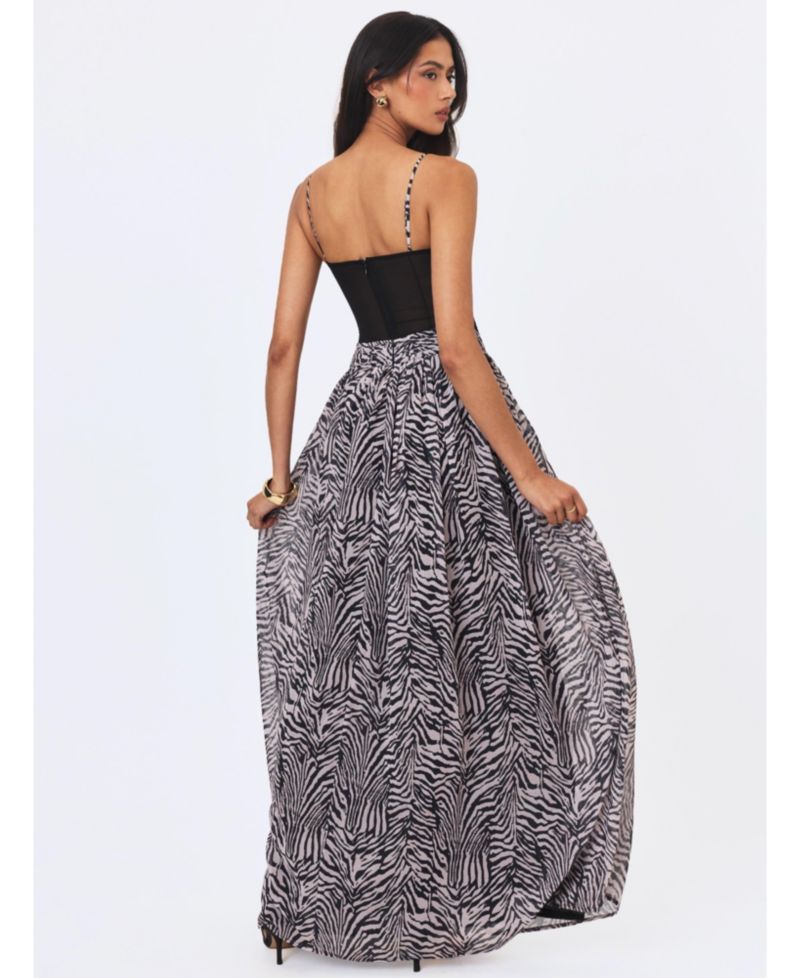 Women's Onora Zebra-Print Chiffon Maxi Dress