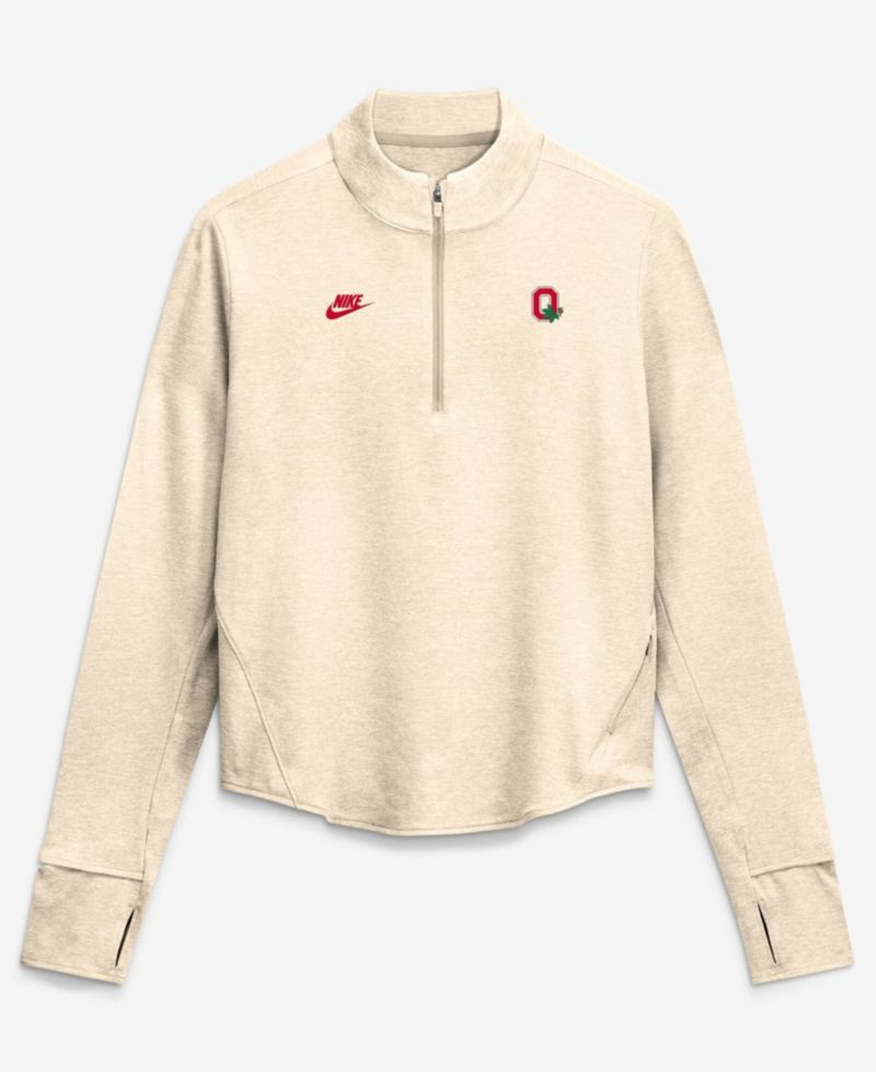 Women's Natural Ohio State Buckeyes Legacy Swift Dri-FIT Half-Zip Pullover Sweatshirt