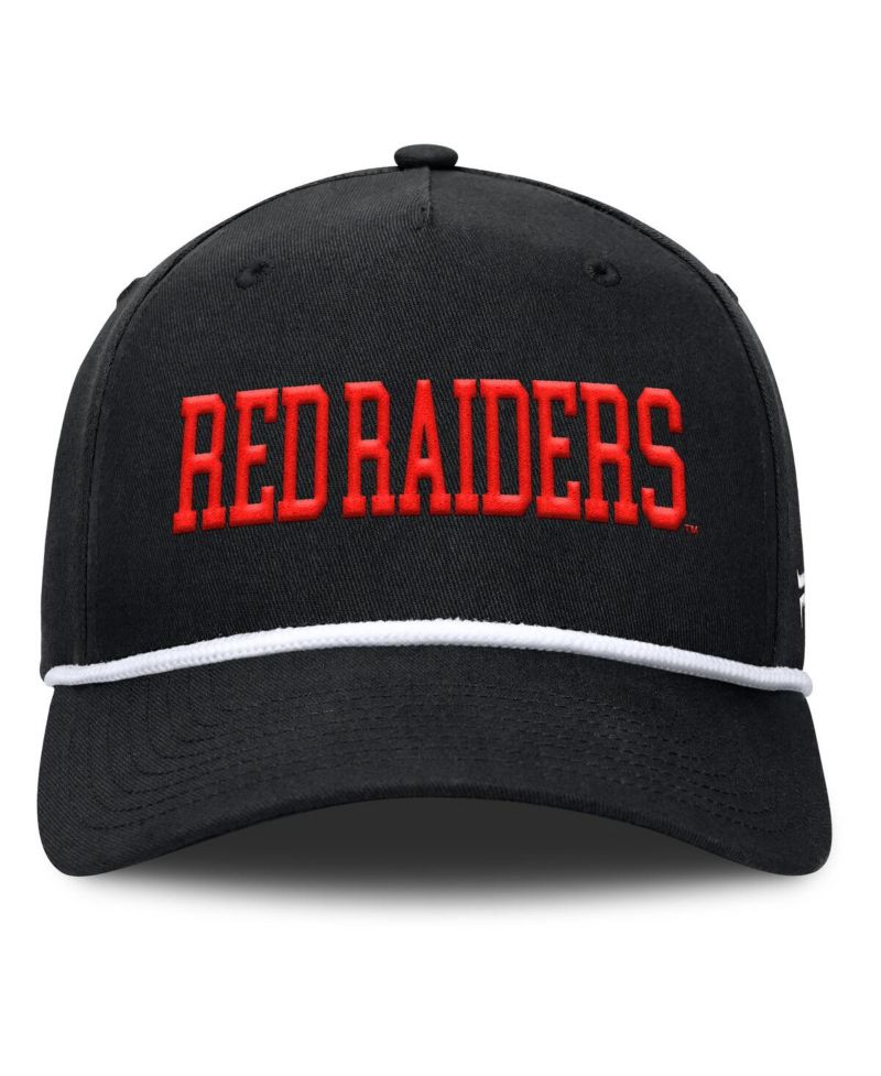 Men's Black Texas Tech Red Raiders Foul Ball Rope Adjustable Hat