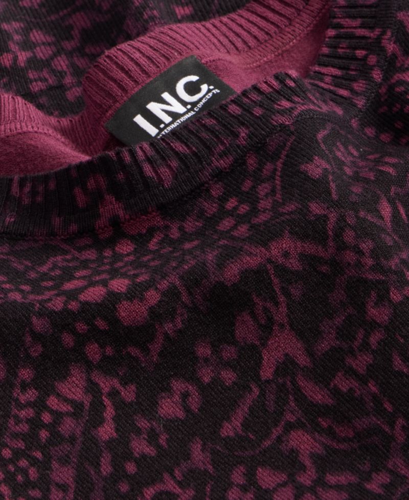 Petite Paisley Long-Sleeve Crewneck Sweater