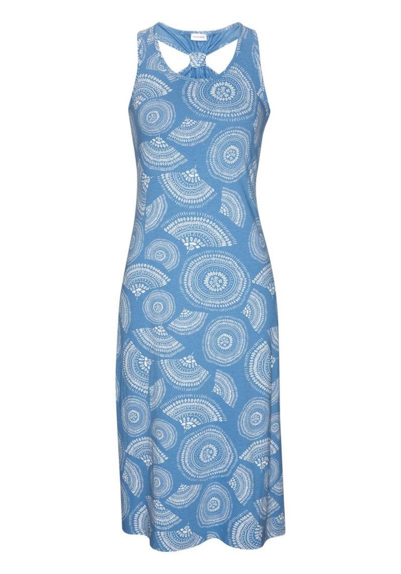 Women's Printed Racerback Scoop-Neck Midi Dress