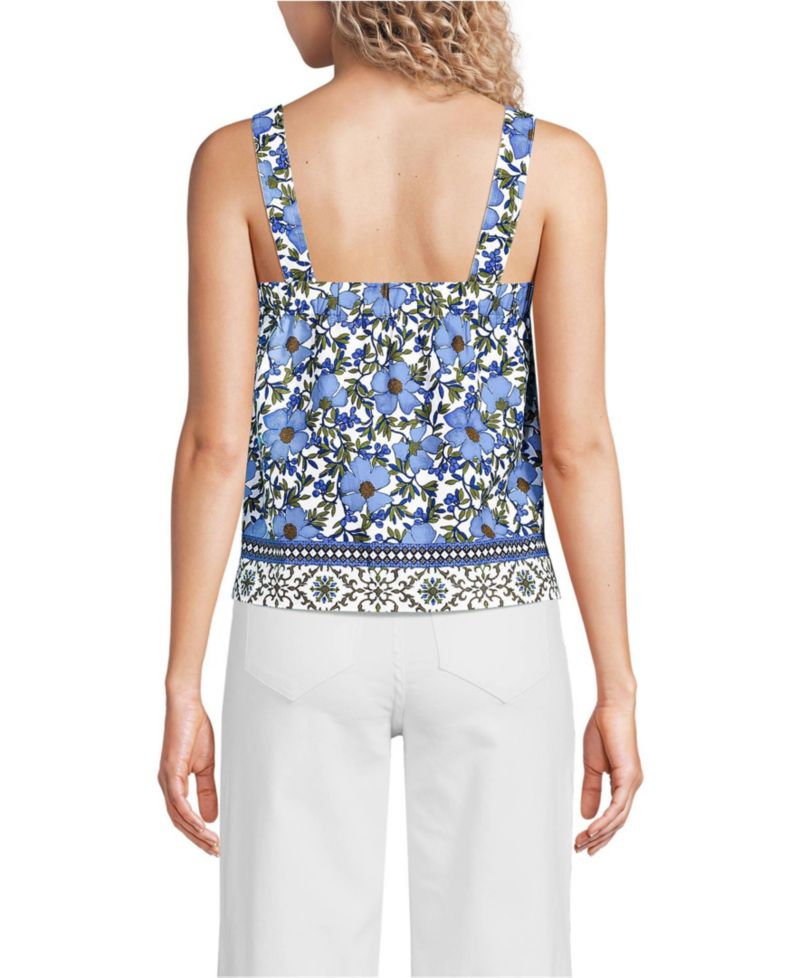 Women's Poplin Square Neck Sleeveless Shell