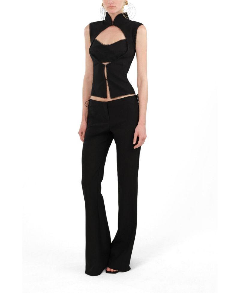 Women's Side-Tie Low-Rise Slim Fit Trousers