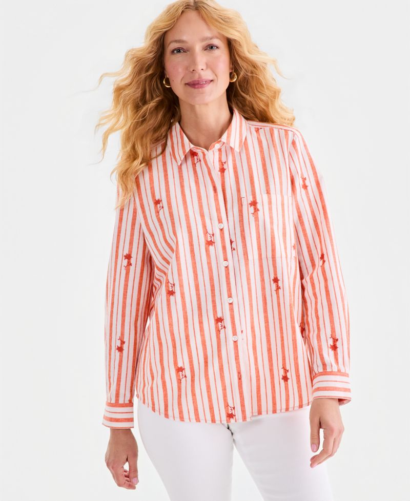 Women's Embroidered Stripe Perfect Shirt