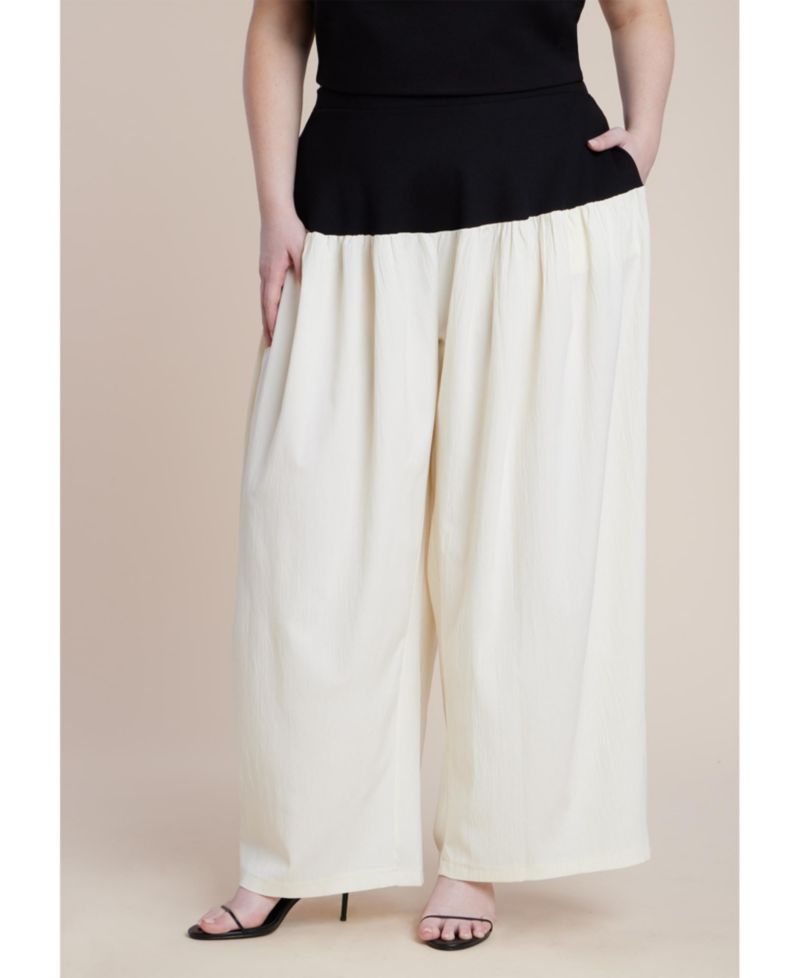 Women's Plus Size Colorblocked Wide Leg Pant