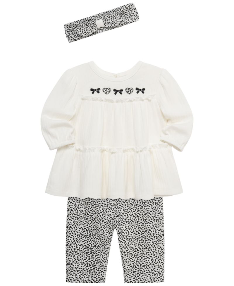 Baby Girls' Leopard Tunic Long-Sleeve Top, Leggings and Headband, 3-Piece Set